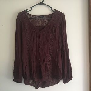American Eagle burgundy blouse